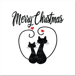 Cute cat couple christmas Posters and Art